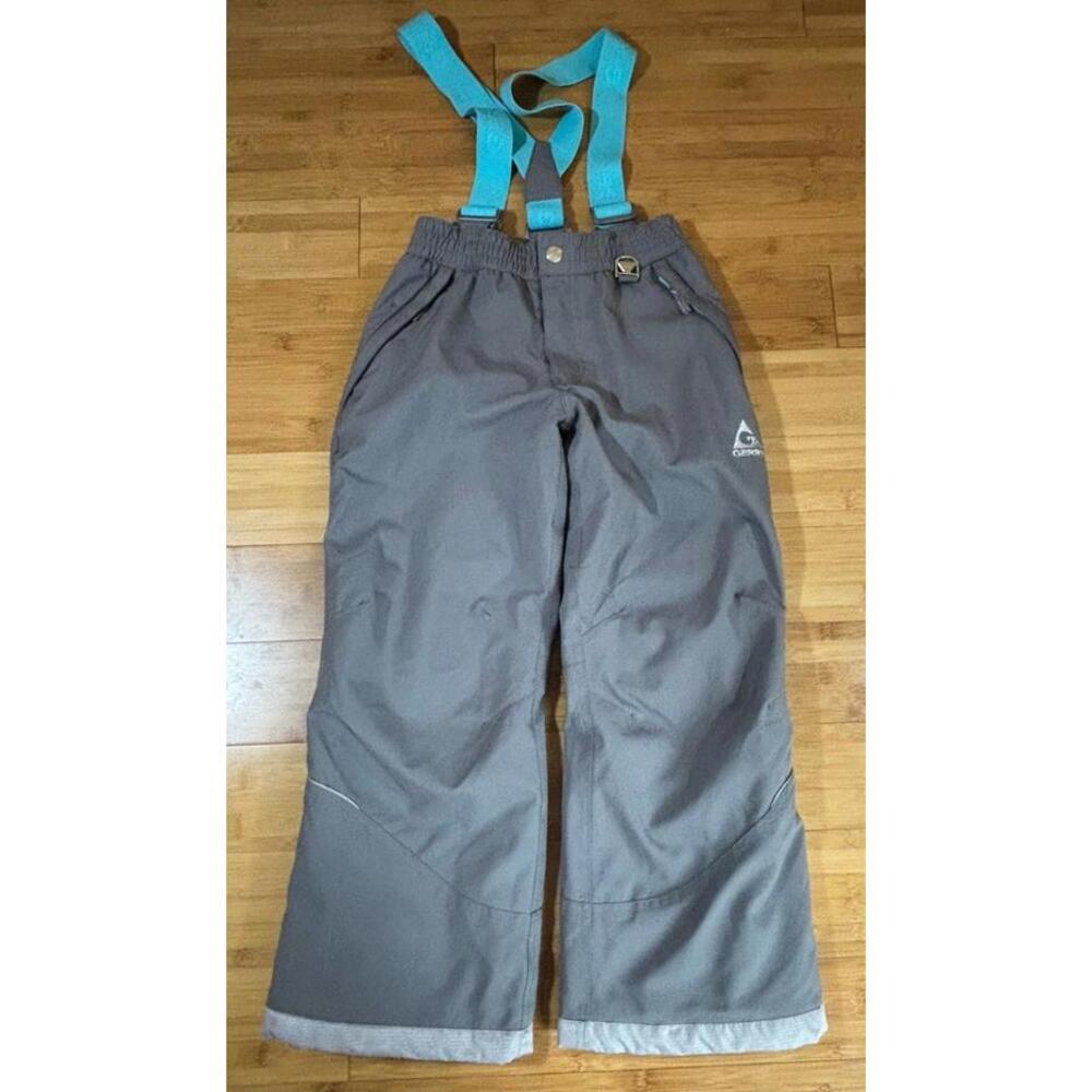 Gerry Kids Gray Snow Pants S 7/8 with Blue Suspenders Waterproof Ski